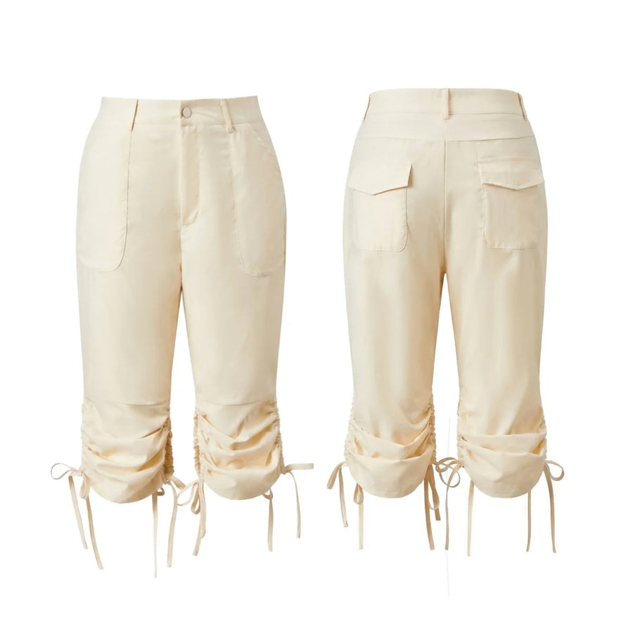 Drawstring cuff capri pants on model - view 10
