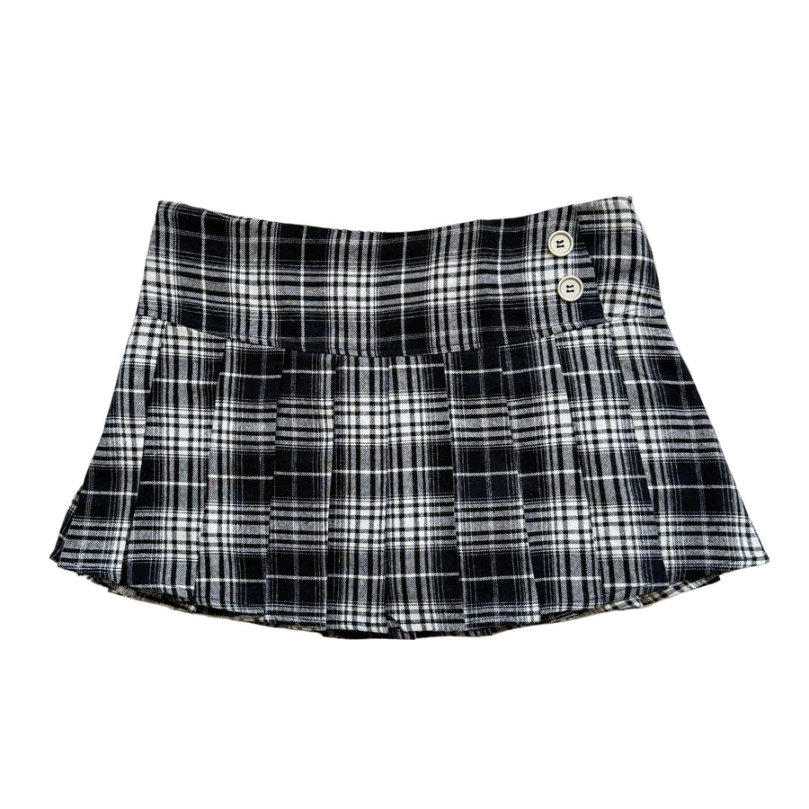 Plaid mini skort on model - view 18