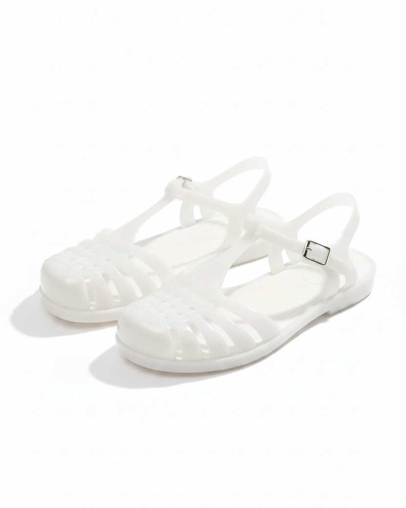 Square Toe Hollow Jelly Sandals