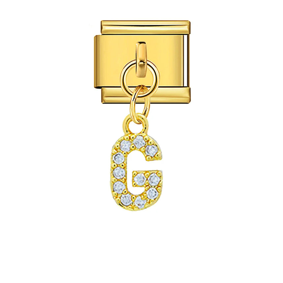 Dangling rhinestone alphabet charm detail - view 12