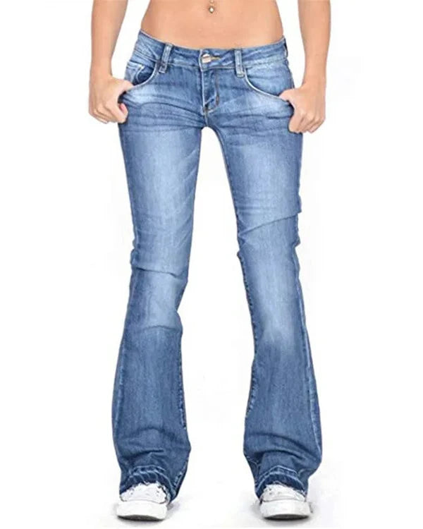 Black Low Rise Bell Bottom Flares