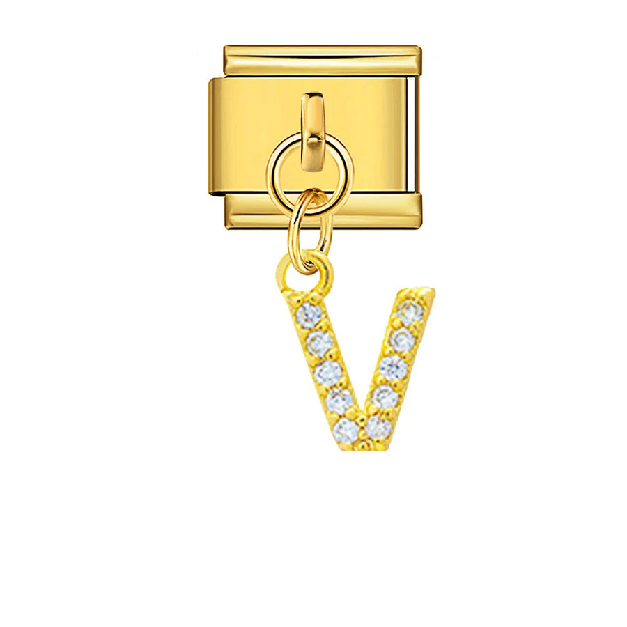 Dangling rhinestone alphabet charm detail - view 6