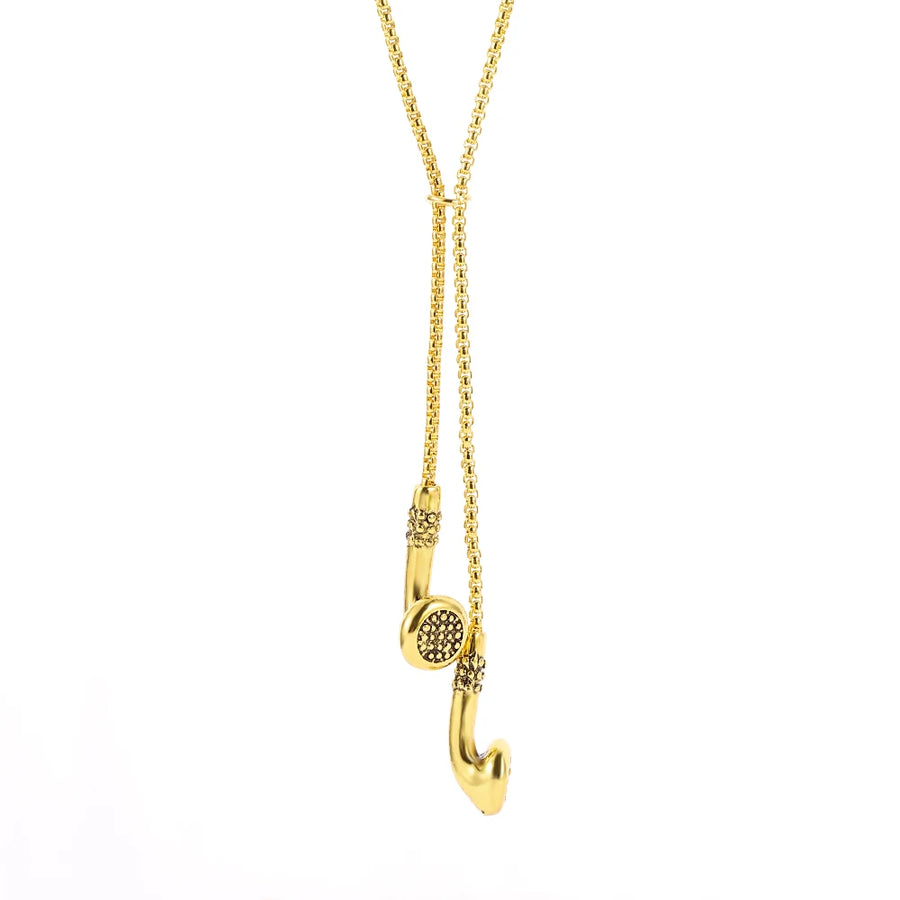 Earbud pendant necklace on model - view 5