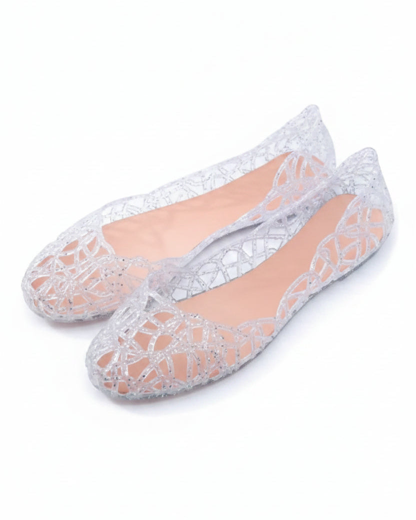 Clear Glitter Hollow Jelly Sandals