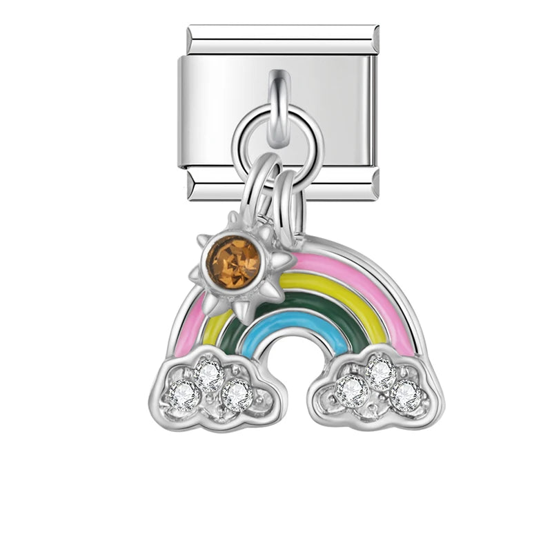 Dangling rhinestone Italian charm detail shot - view 11