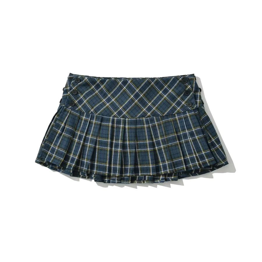 Plaid mini skort on model - view 14