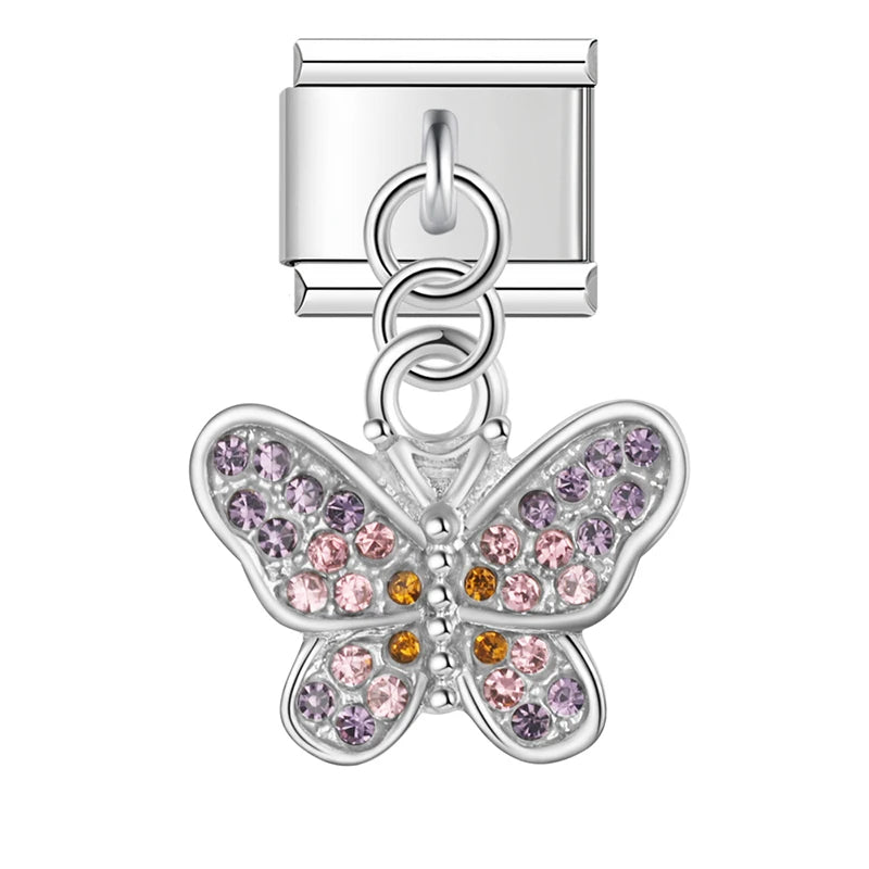 Dangling rhinestone Italian charm detail shot - detail shot
