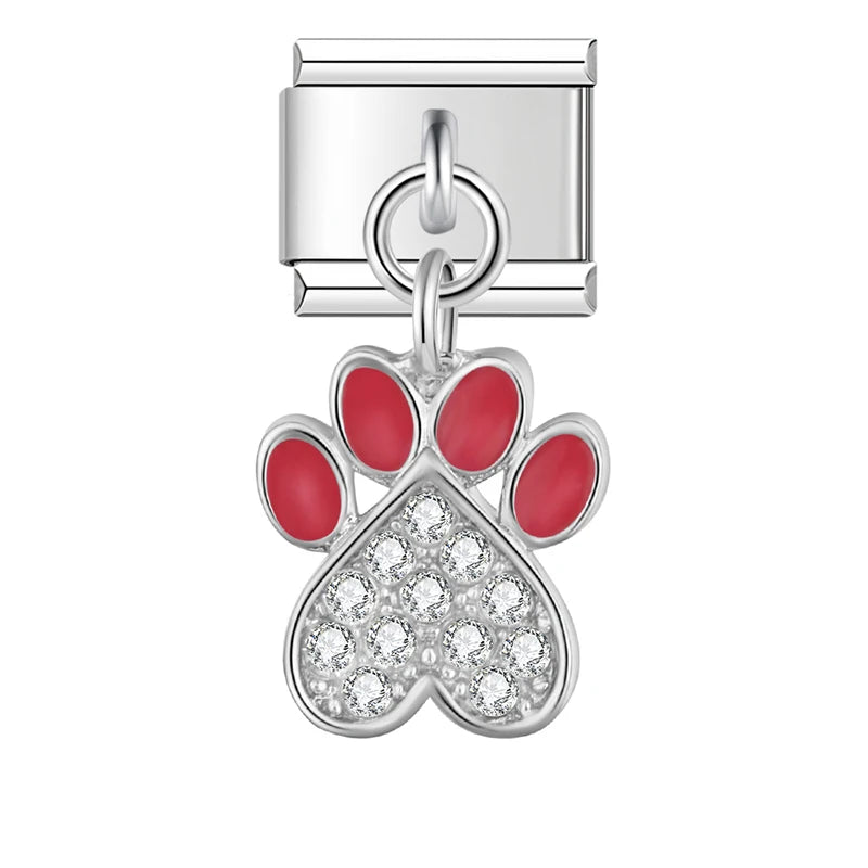 Dangling rhinestone Italian charm detail shot - view 12