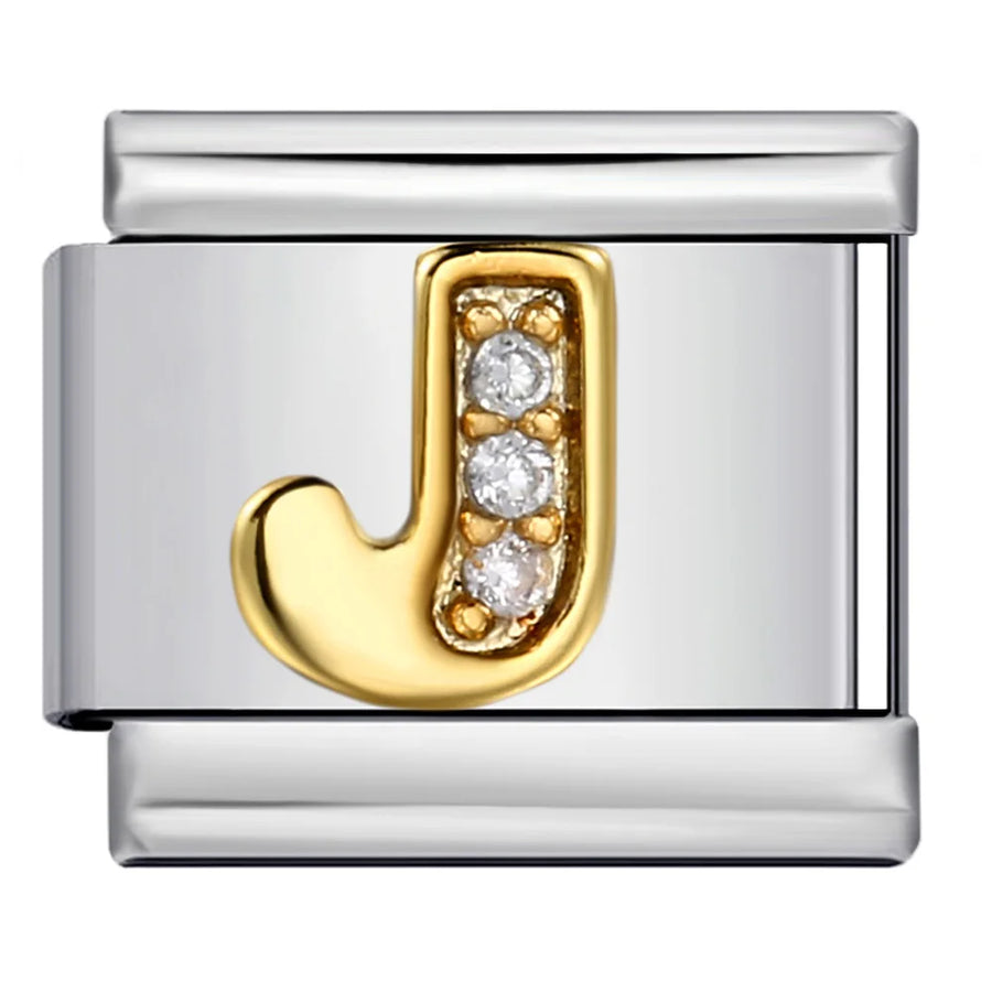 Mixed metal alphabet Italian charm close up - view 21