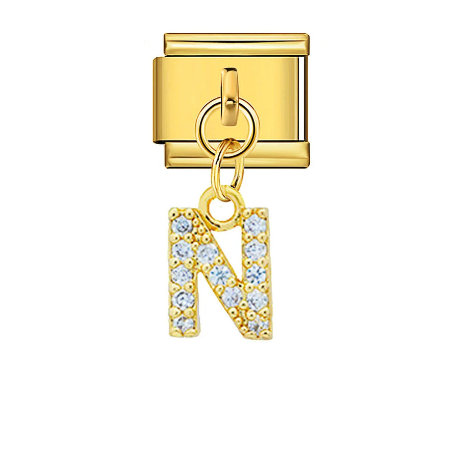 Dangling rhinestone alphabet charm detail - view 27