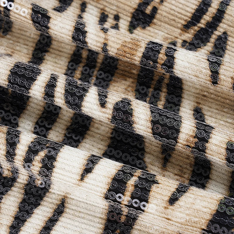 Sequin zebra print mini skirt on model - view 7
