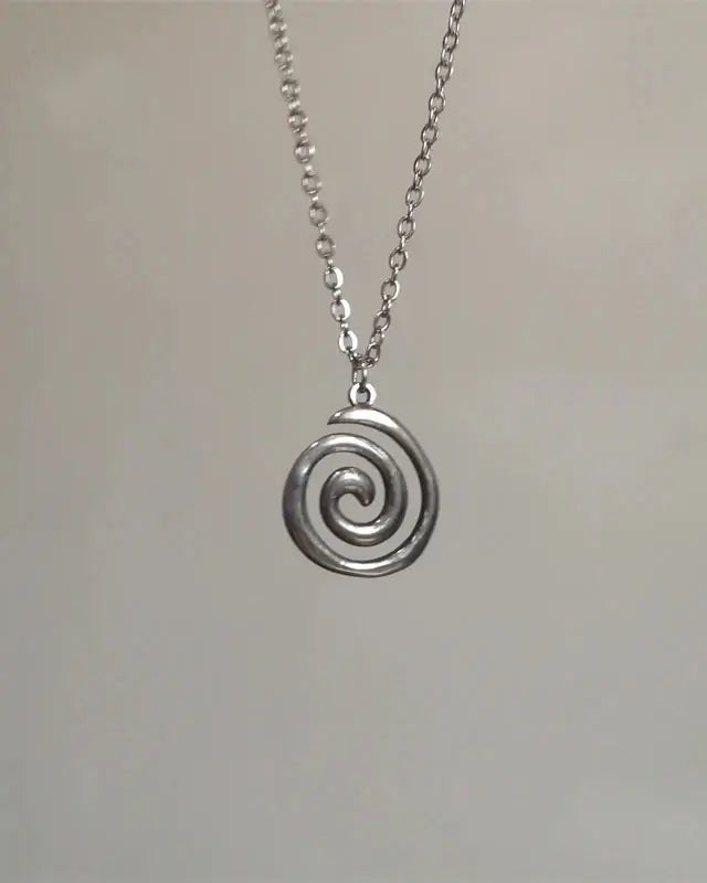 Spiral pendant hand-woven leather rope necklace - detail shot