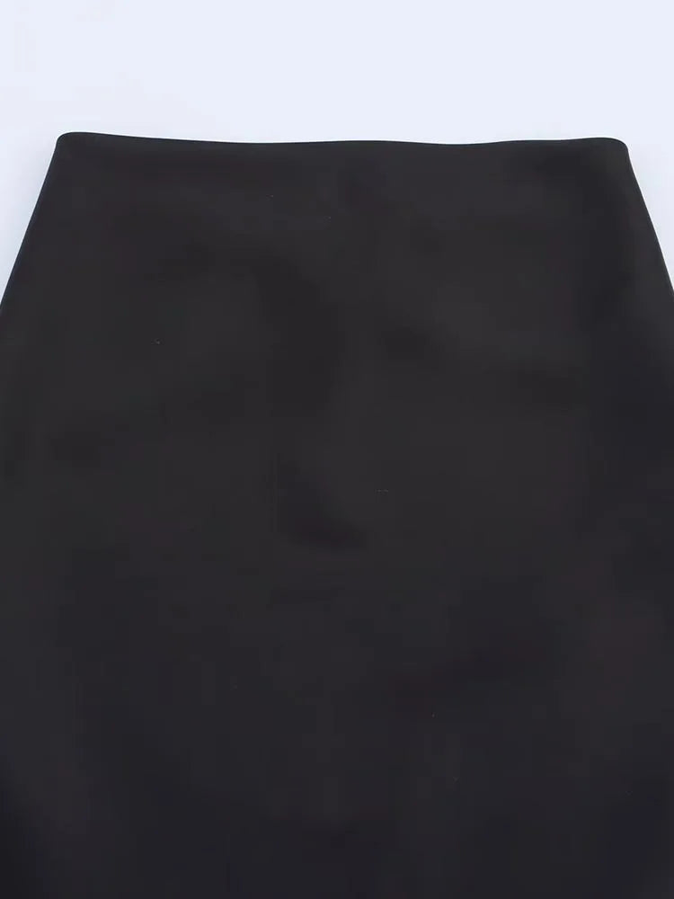 Satin halter mini dress on model - view 8