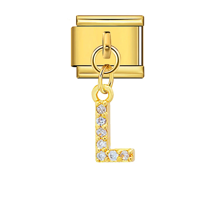 Dangling rhinestone alphabet charm detail - view 21