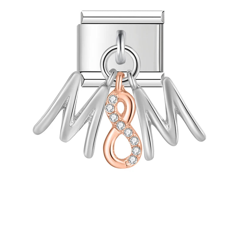 Dangling rhinestone Italian charm detail shot - alternate view