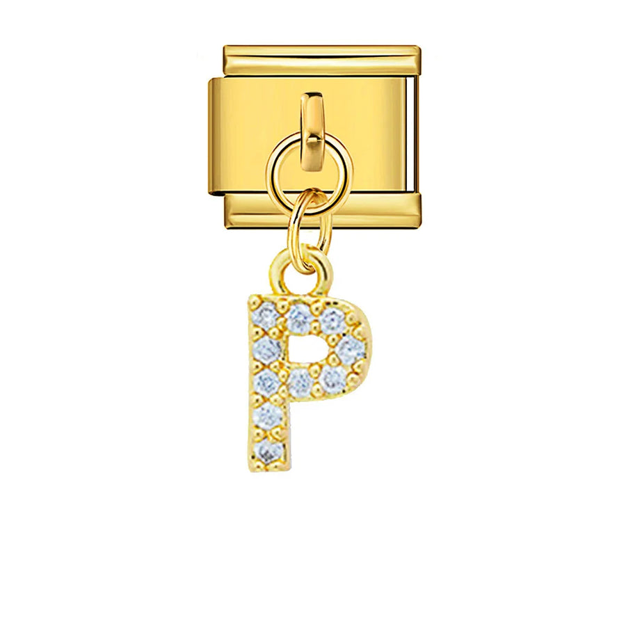 Dangling rhinestone alphabet charm detail - view 10