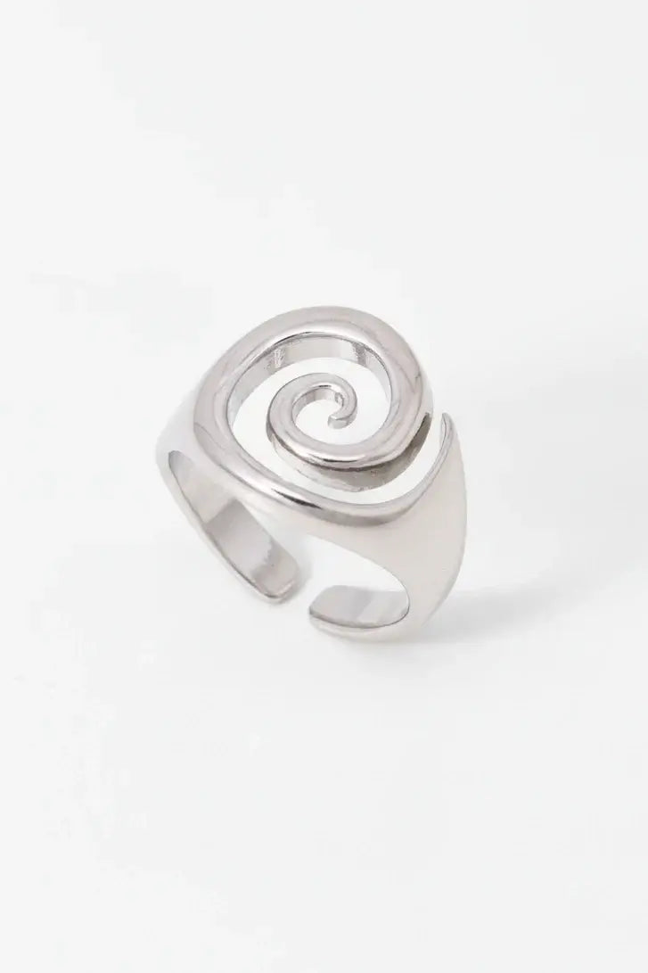 Spiral metal ring close up