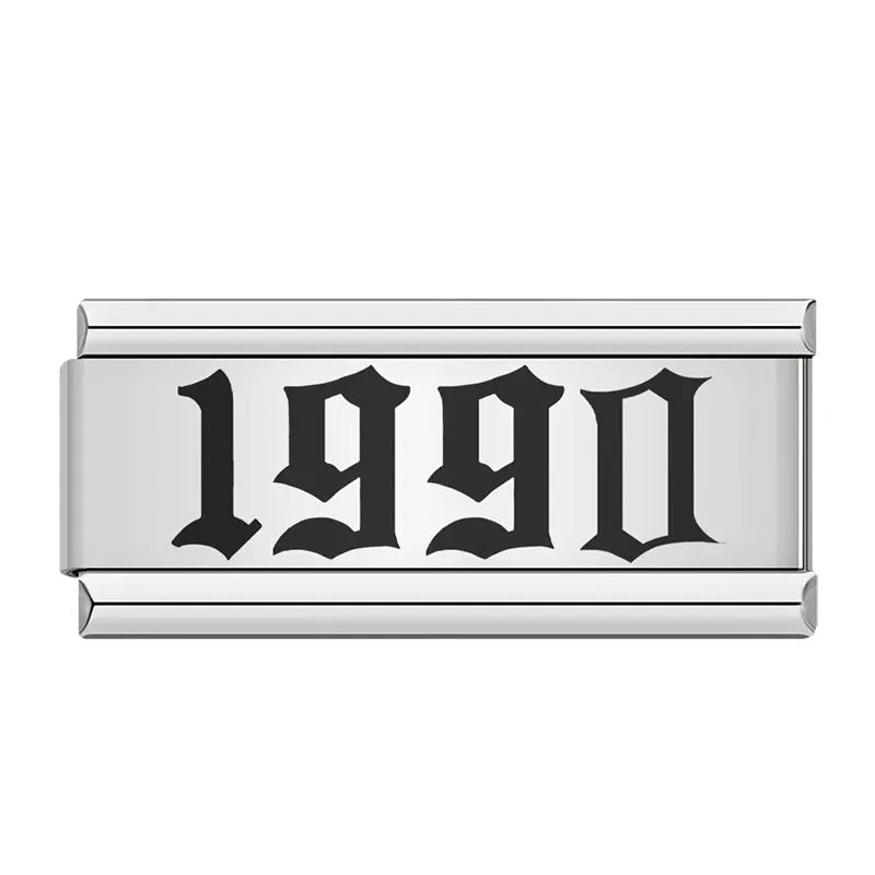 Year Italian charm on silver bracelet - alternate view