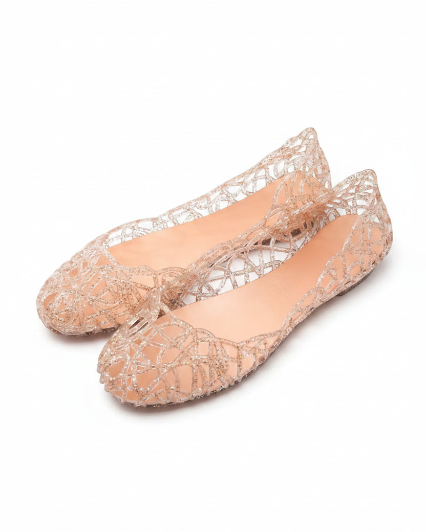 Clear Glitter Hollow Jelly Sandals