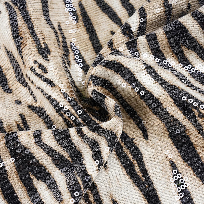 Sequin zebra print mini skirt on model - view 8