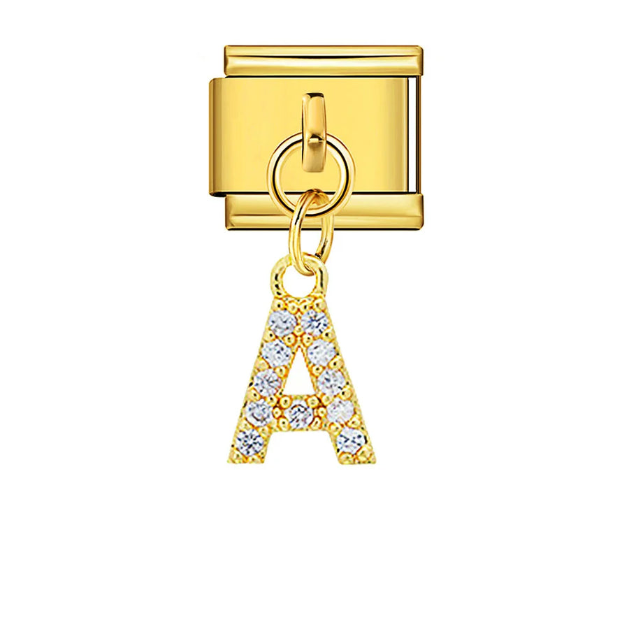 Dangling rhinestone alphabet charm detail - view 7