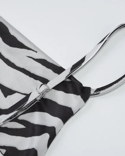Zebra Cowl Neck Tank Top