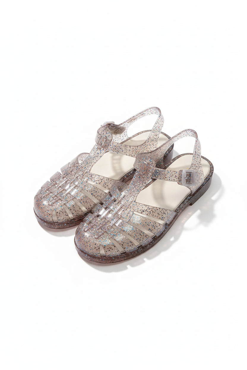 Clear Glitter Jelly Sandals