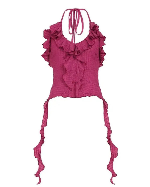 Trailing Ruffle Halter Top — alternate view