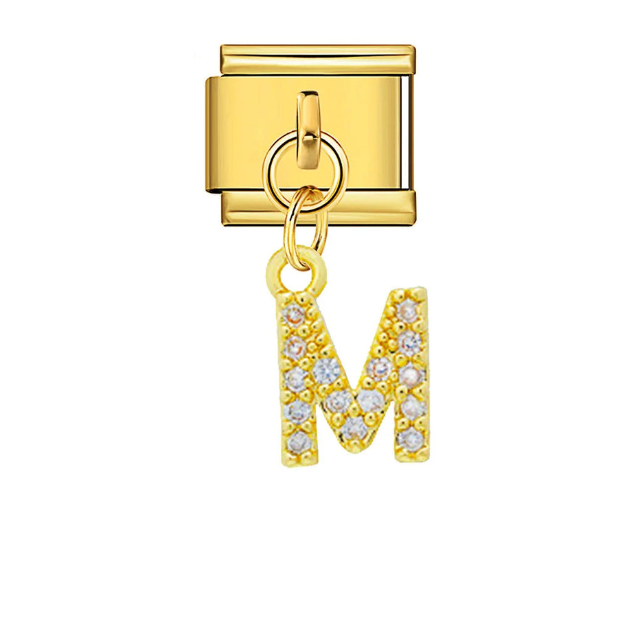 Dangling rhinestone alphabet charm detail - view 20