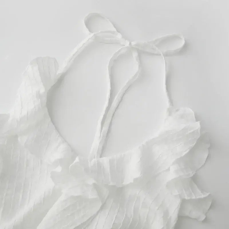 Ruffle hem halter top on model - view 6