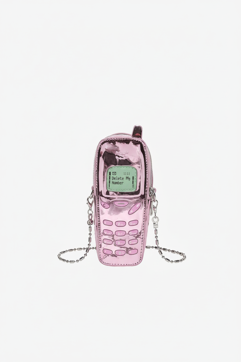 Novelty vintage cellphone shaped shoulder purse - detail shot