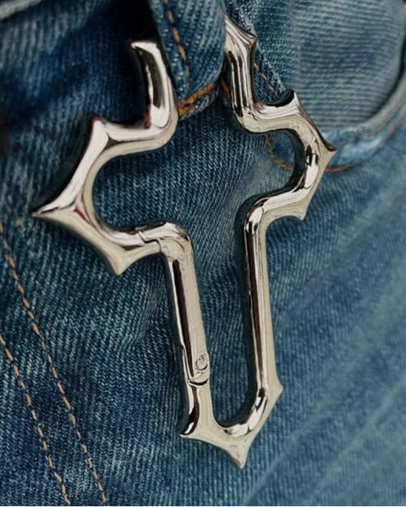 Gothic cross carabiner close up - detail shot