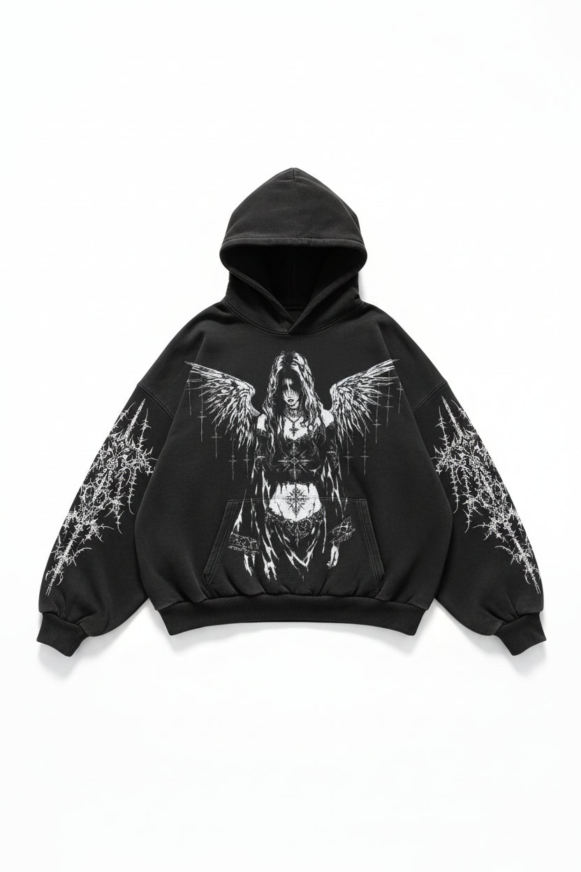 Fleece padded zip hoodie on model