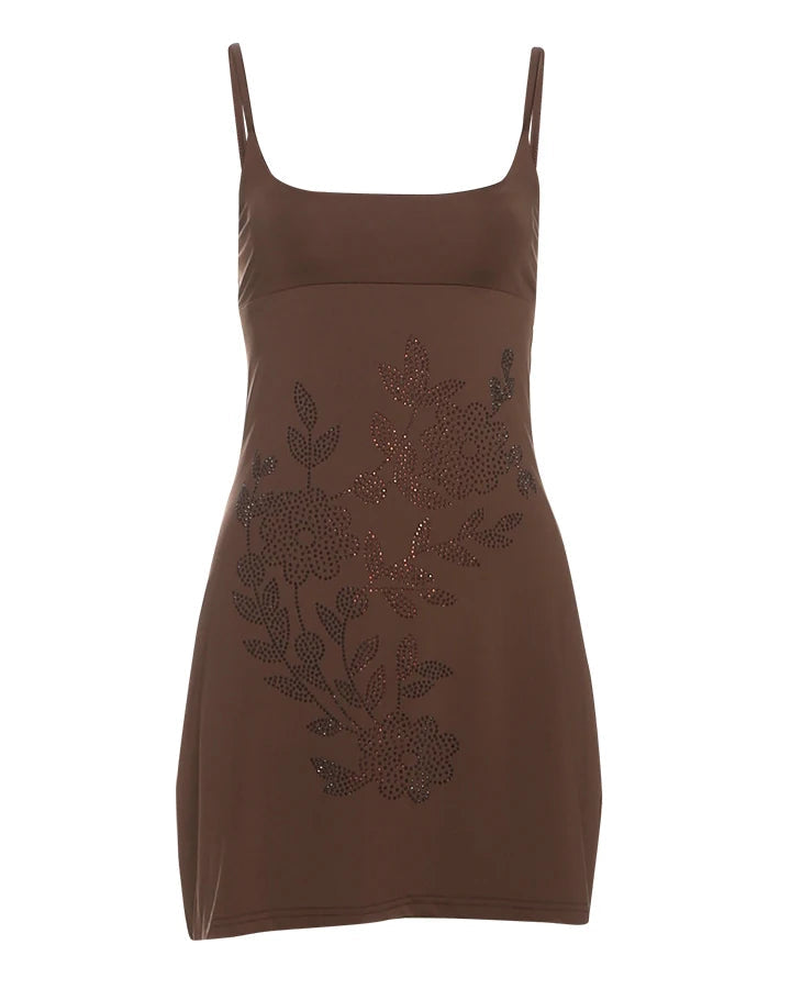 Diamond embellished bodycon mini dress on model - view 5