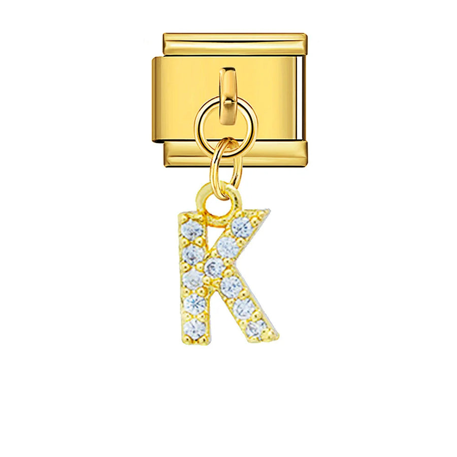 Dangling rhinestone alphabet charm detail - view 23