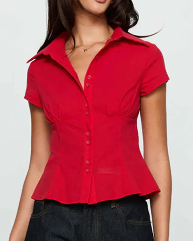 Y2K plaid button down shirt on model - view 16