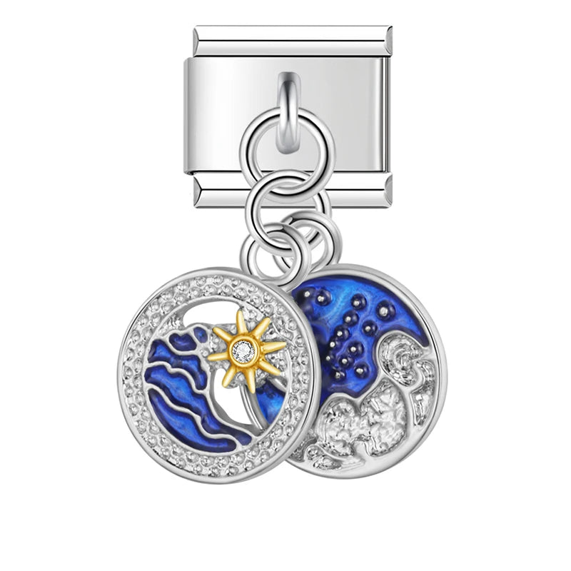 Dangling rhinestone Italian charm detail shot - view 8