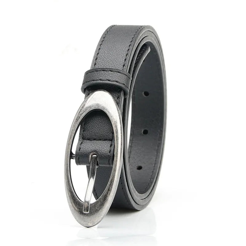 Oval buckle belt flat lay