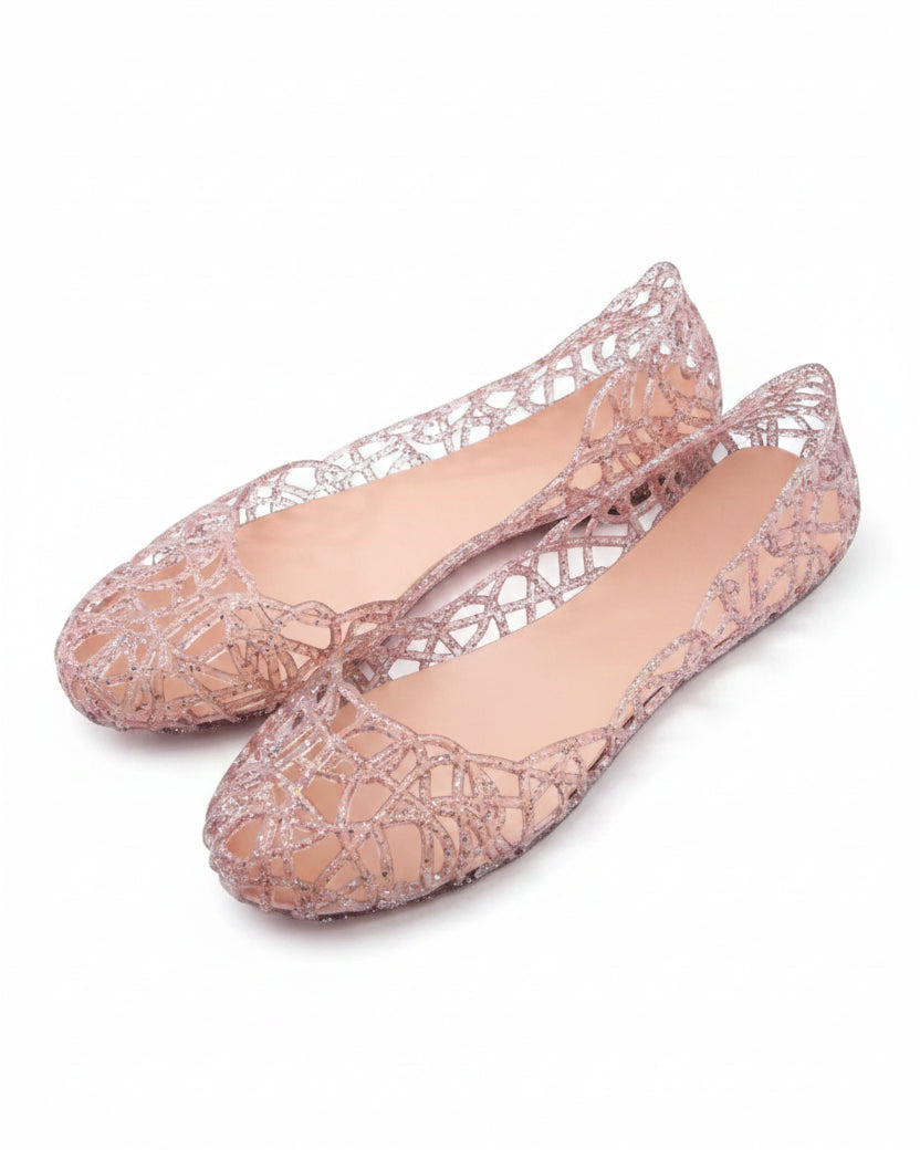 Clear Glitter Hollow Jelly Sandals