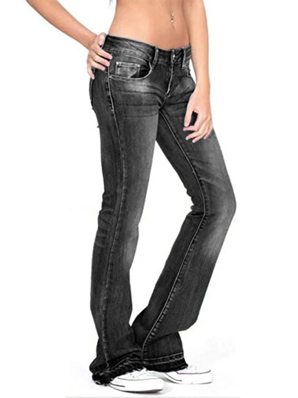 Black Low Rise Bell Bottom Flares — alternate view