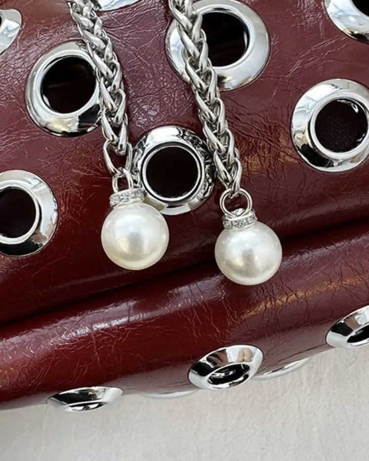 Drawstring rivet studded shoulder bag - view 6