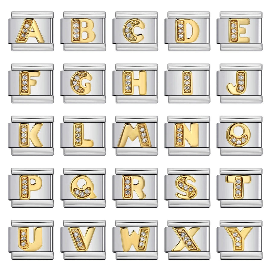 Mixed metal alphabet Italian charm close up - view 32