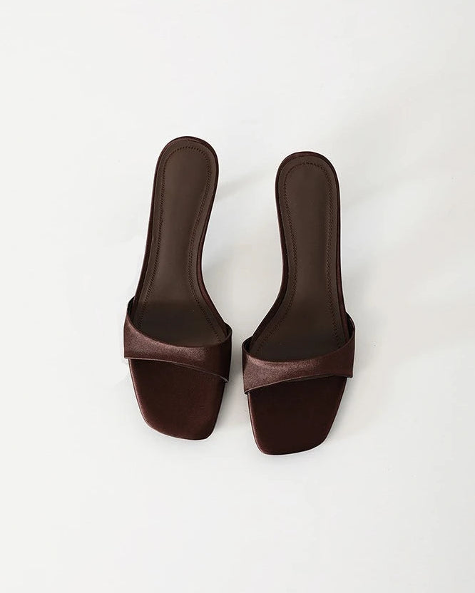 Open toe kitten heel slides on feet - view 13