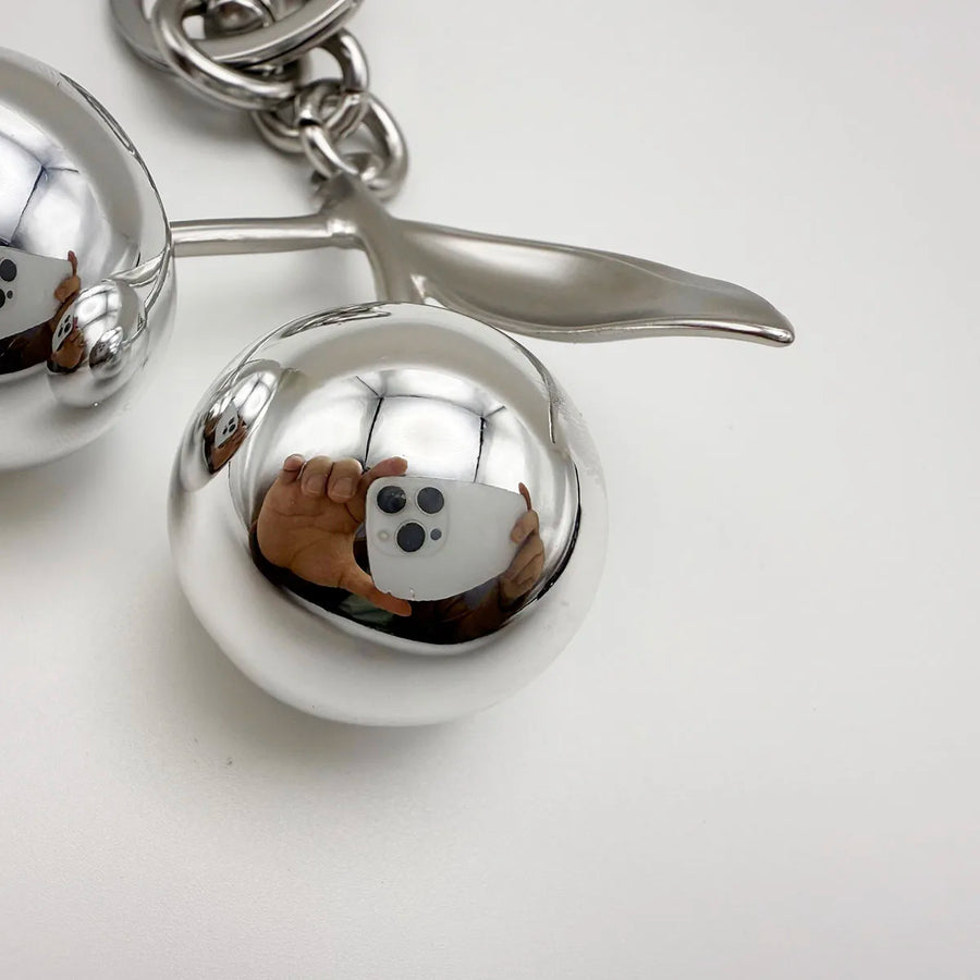 Mirror cherry bag charm on bag - view 7