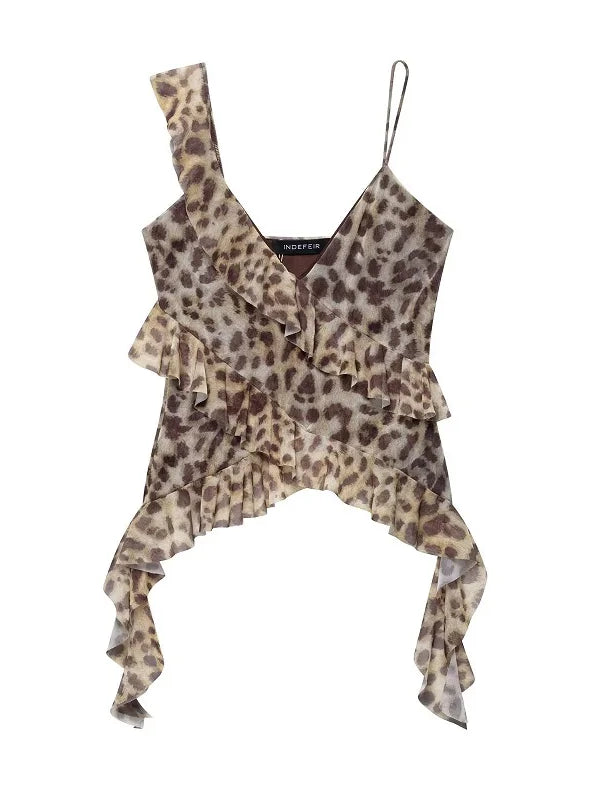 Print Ruffle Tulle Top — alternate view