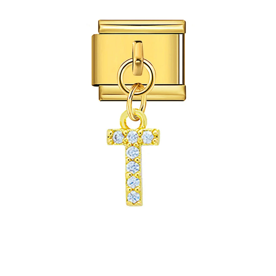 Dangling rhinestone alphabet charm detail - view 5