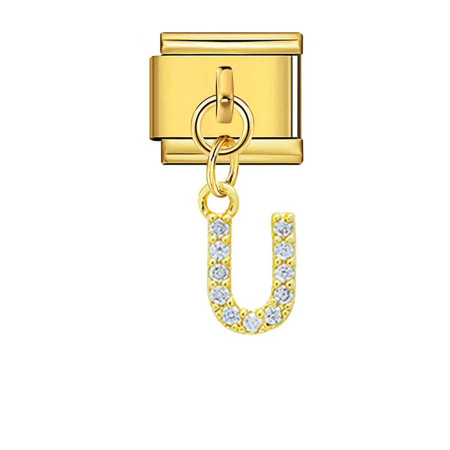 Dangling rhinestone alphabet charm detail - view 13