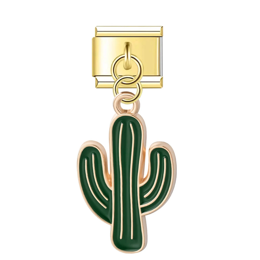 Enamel dangle Italian charm bracelet charm - detail shot