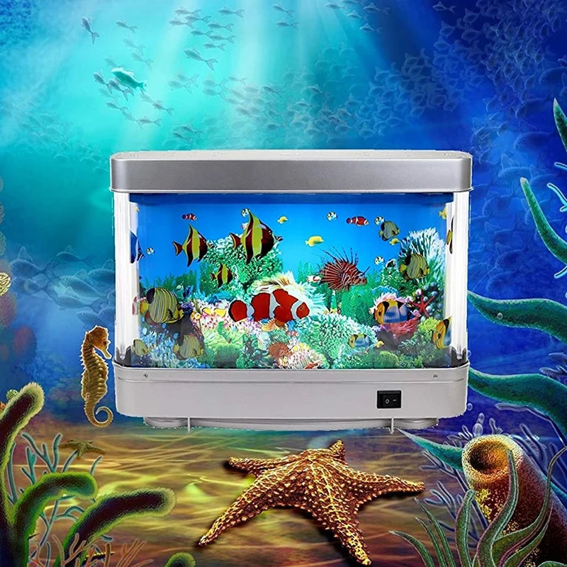 Nostalgic fish tank LED lamp glowing - detail shot