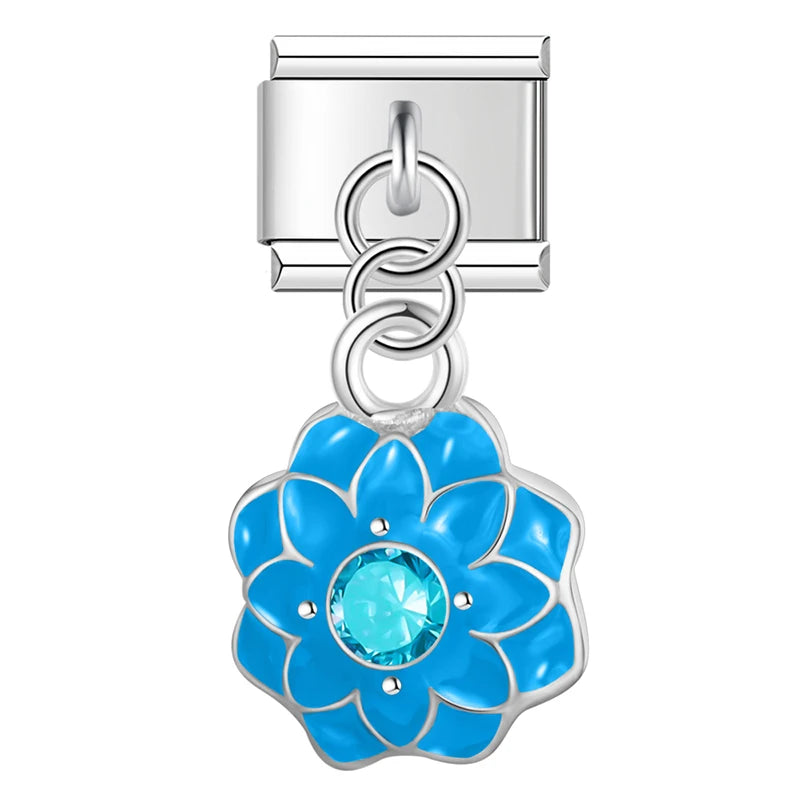 Dangling rhinestone Italian charm detail shot - view 7